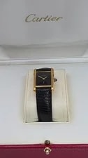 Must de Cartier — Must de Cartier Tank 18ct Gold on Silver Lady's Mechanical With Black Dial — Watch — resale