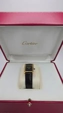 Must de Cartier Tank 18ct Gold on Silver Lady's Mechanical With Black Dial 2