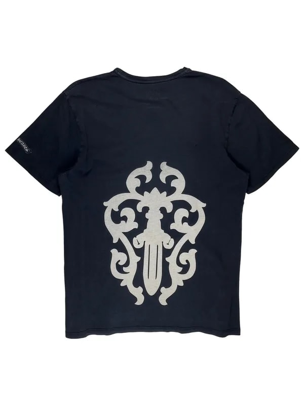Chrome Hearts — Hearts Dagger T Bar Logo Distressed Tshirt — streetwear — resale