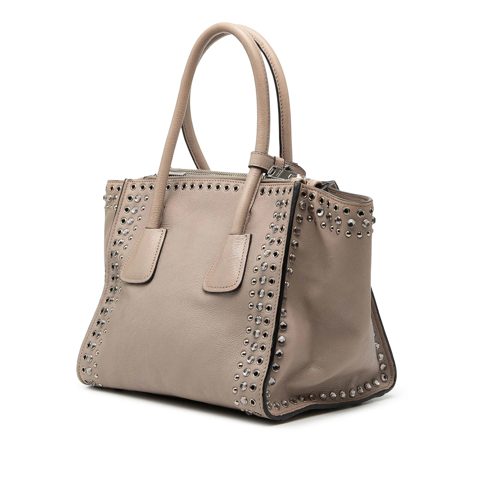 Glace Calf Studded Twin Pocket Satchel 2