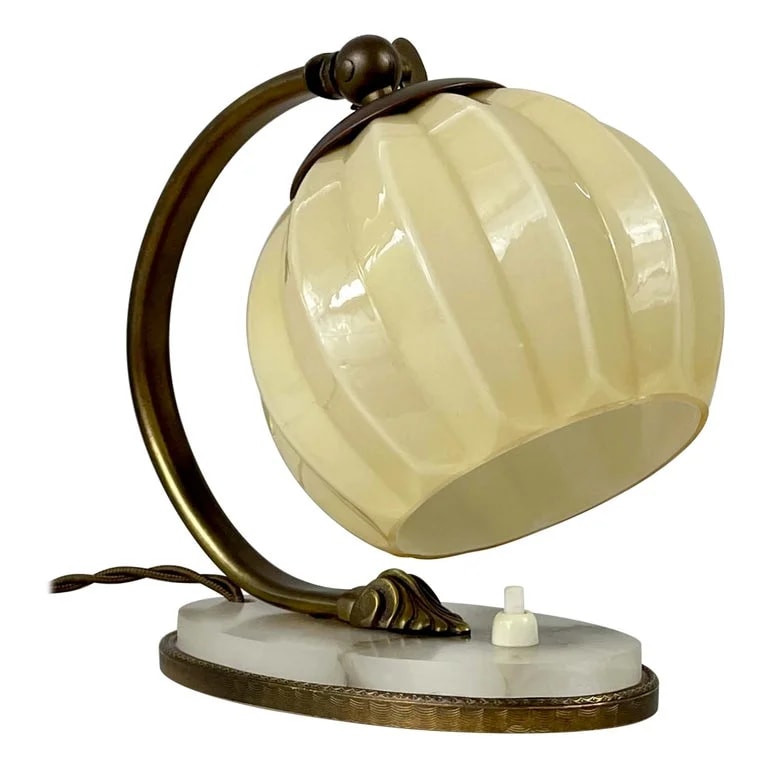 Art Deco Lamp, Alabaster, Opaline & , Germany 1920s To 1930s — Furniture — resale