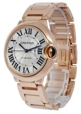 Cartier Ballon Bleu 36mm 18k Rose Gold Silver Dial Automatic 3003 W69004Z2 3