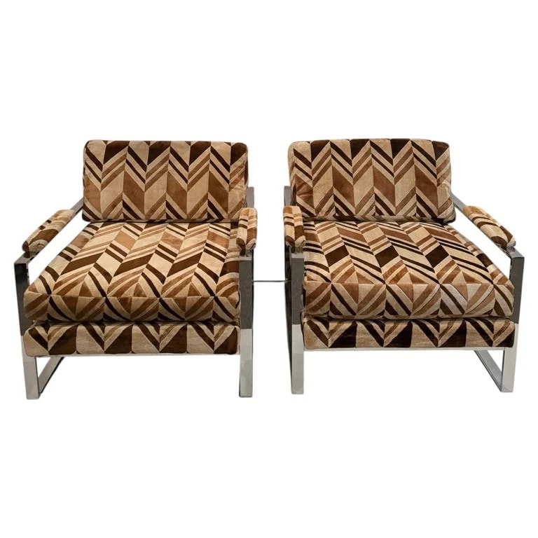 Milo Baughman — Swanky Pair of Milo Baughman and Plush Upholstered Club — Furniture — resale