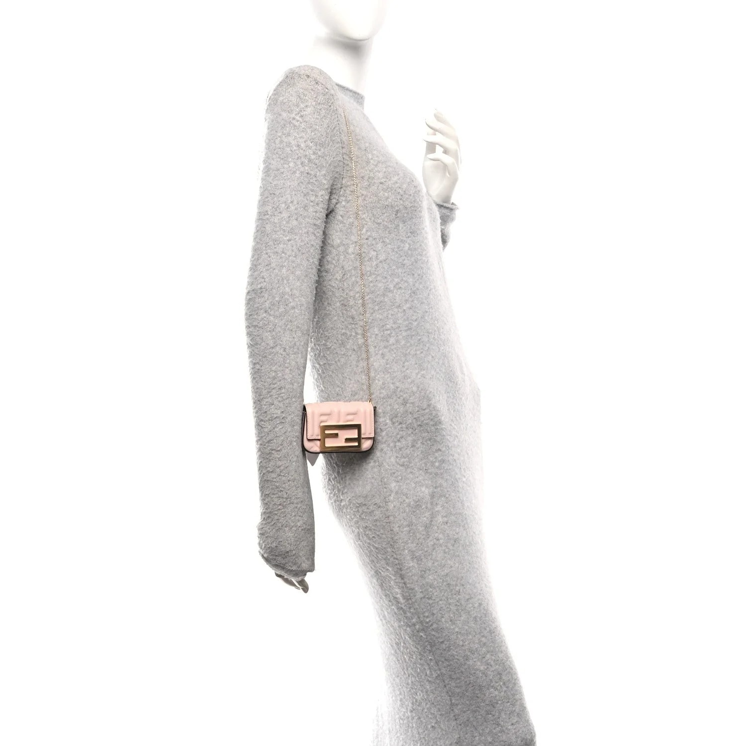 Matisse Embossed Nano Maxi Buckle Baguette Charm Rosa Quarzo 2