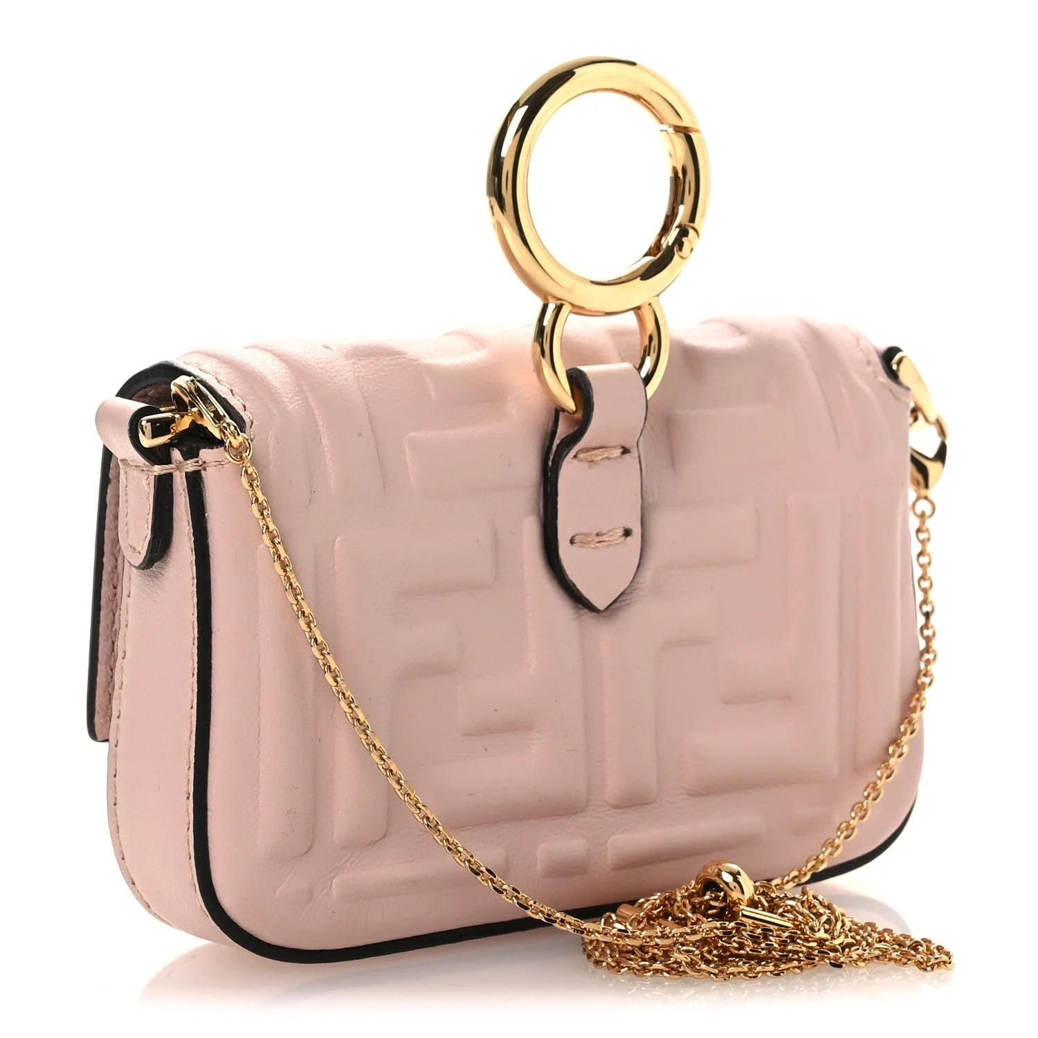 Matisse Embossed Nano Maxi Buckle Baguette Charm Rosa Quarzo 3
