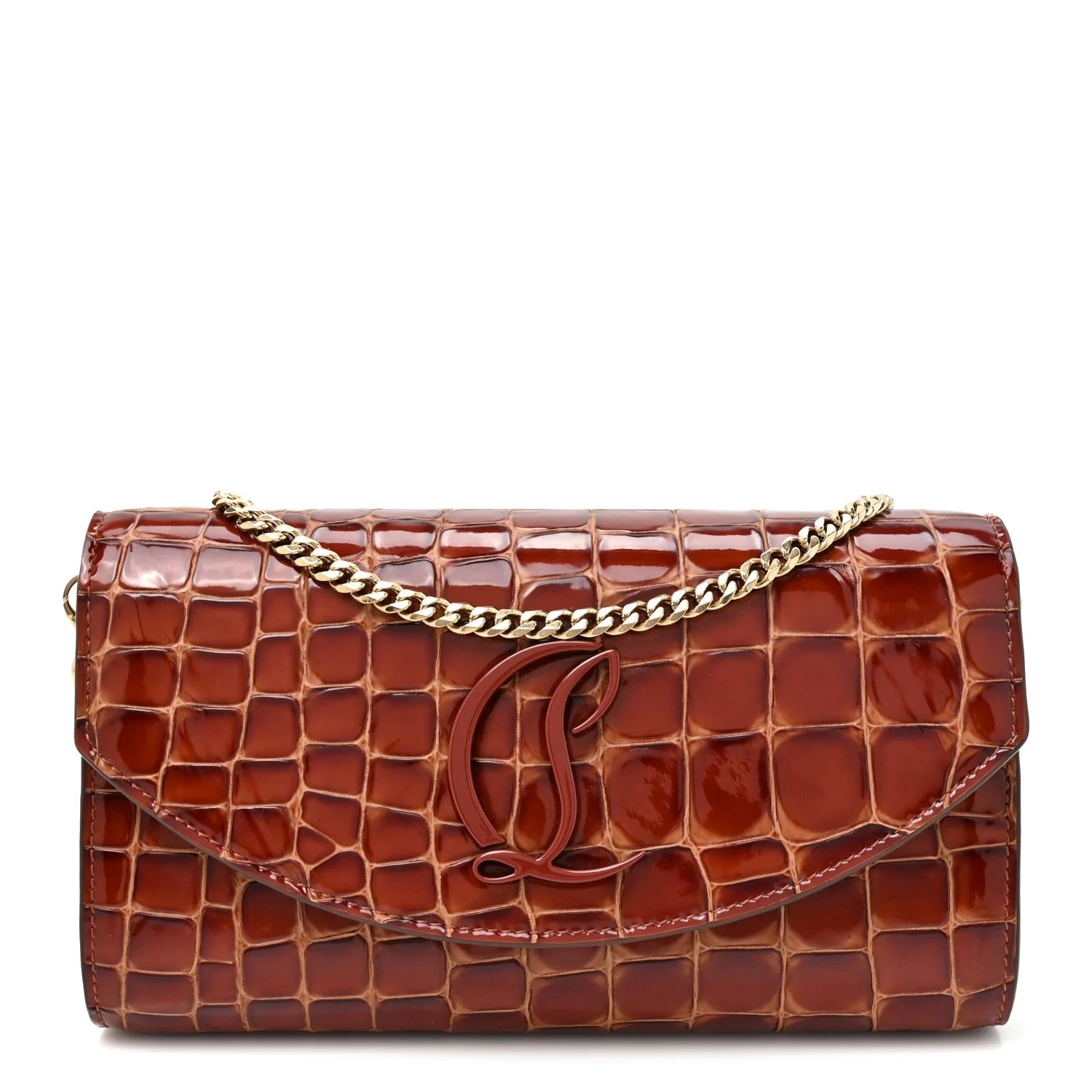 Christian Louboutin — Embossed Loubi54 Crossbody Acajou — Handbag — resale