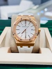 Audemars Piguet Royal Oak 15400OR 41mm Rose Gold White Dial Rubber B Strap 2