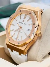 Audemars Piguet Royal Oak 15400OR 41mm Rose Gold White Dial Rubber B Strap 3