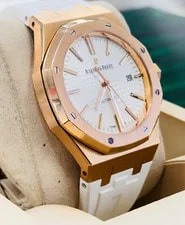 Audemars Piguet Royal Oak 15400OR 41mm Rose Gold White Dial Rubber B Strap 4