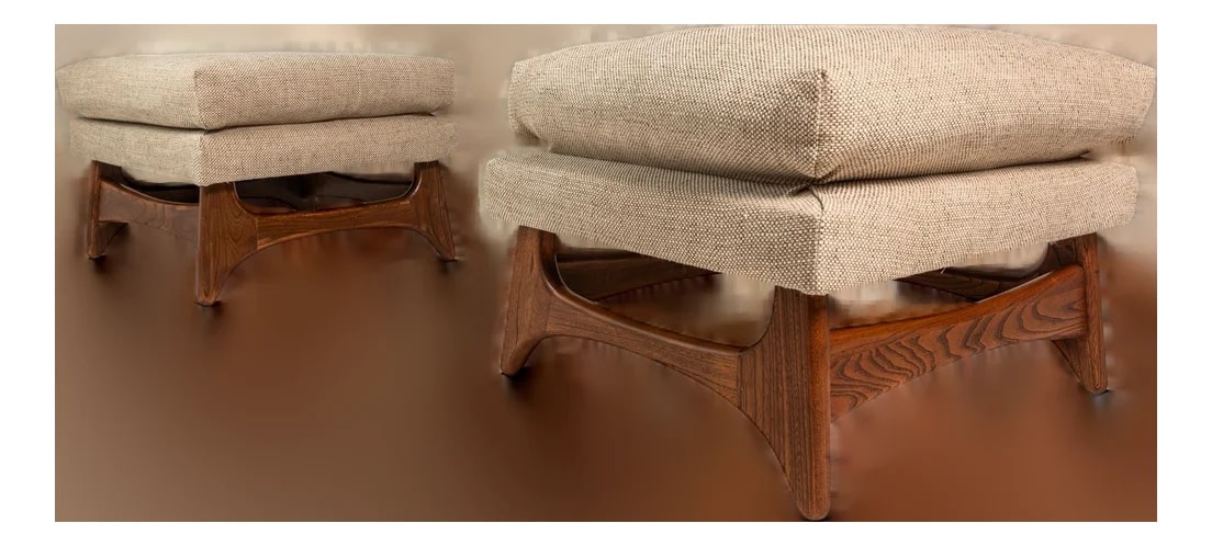 Adrian Pearsall — Set of Two (2) Restored Mid-Century Modern Ottomans / Footstools in the Manner of Adrian Pearsall, Usa, C. 1960s — Furniture — resale