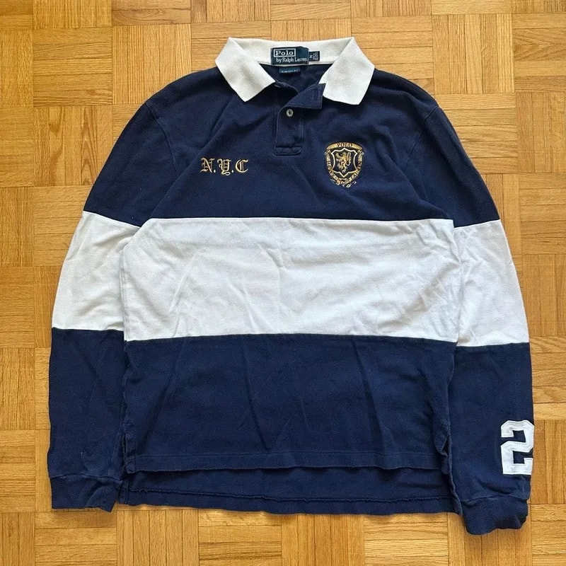 Polo Ralph Lauren — Polo Ralph Lauren NYC Striped Rugby Polo Long Sleeve Crest — streetwear — resale