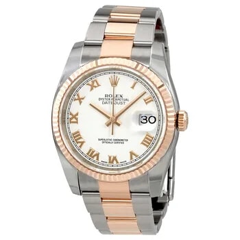 Rolex — Oyster Perpetual Datejust 36 White Dial Stainless Steel and 18K Everose Gold Bracelet Automatic 116231WRO — Watch — resale