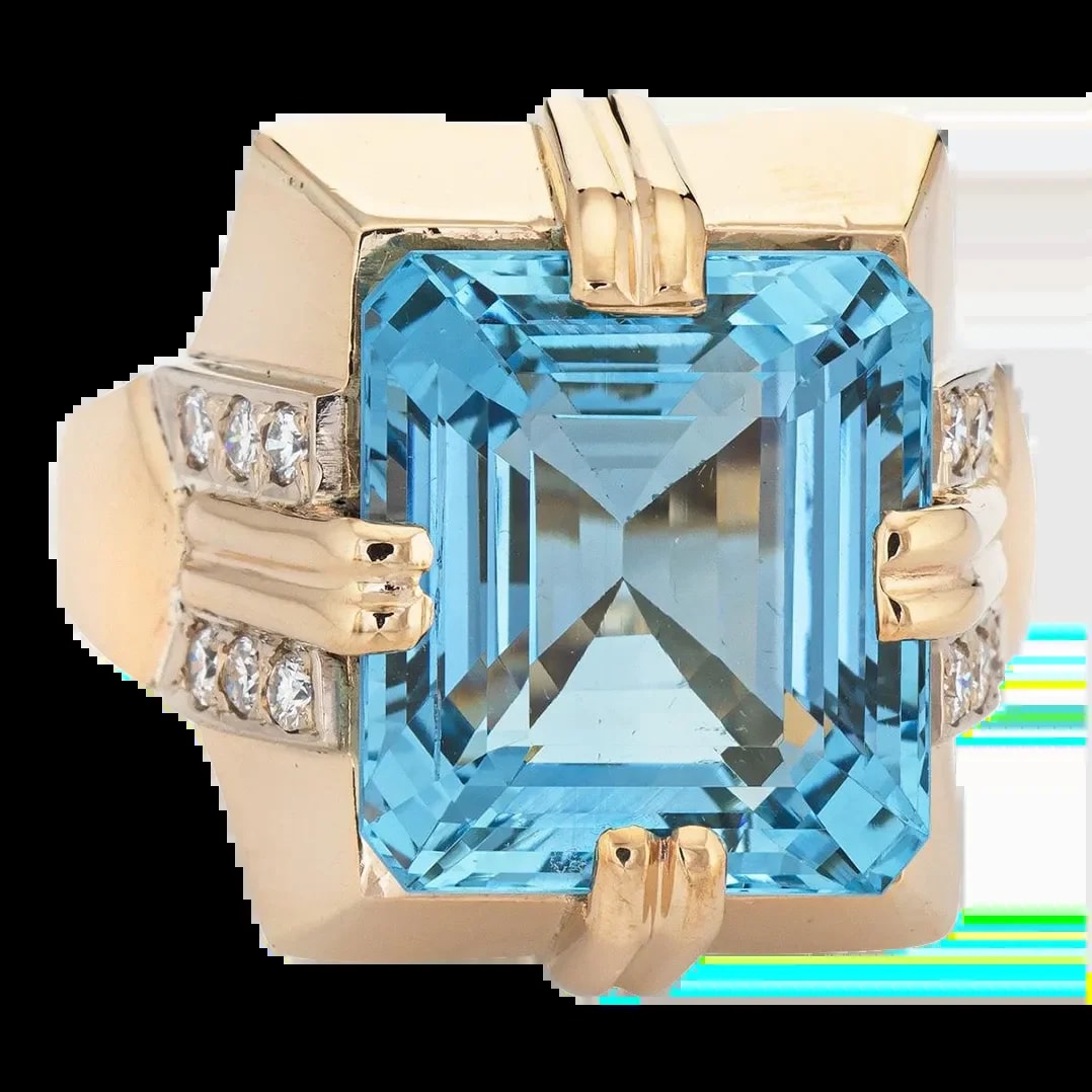 11ct 14k Yellow Gold Square Cocktail Fine Jewelry Size 7 — Jewelry — resale