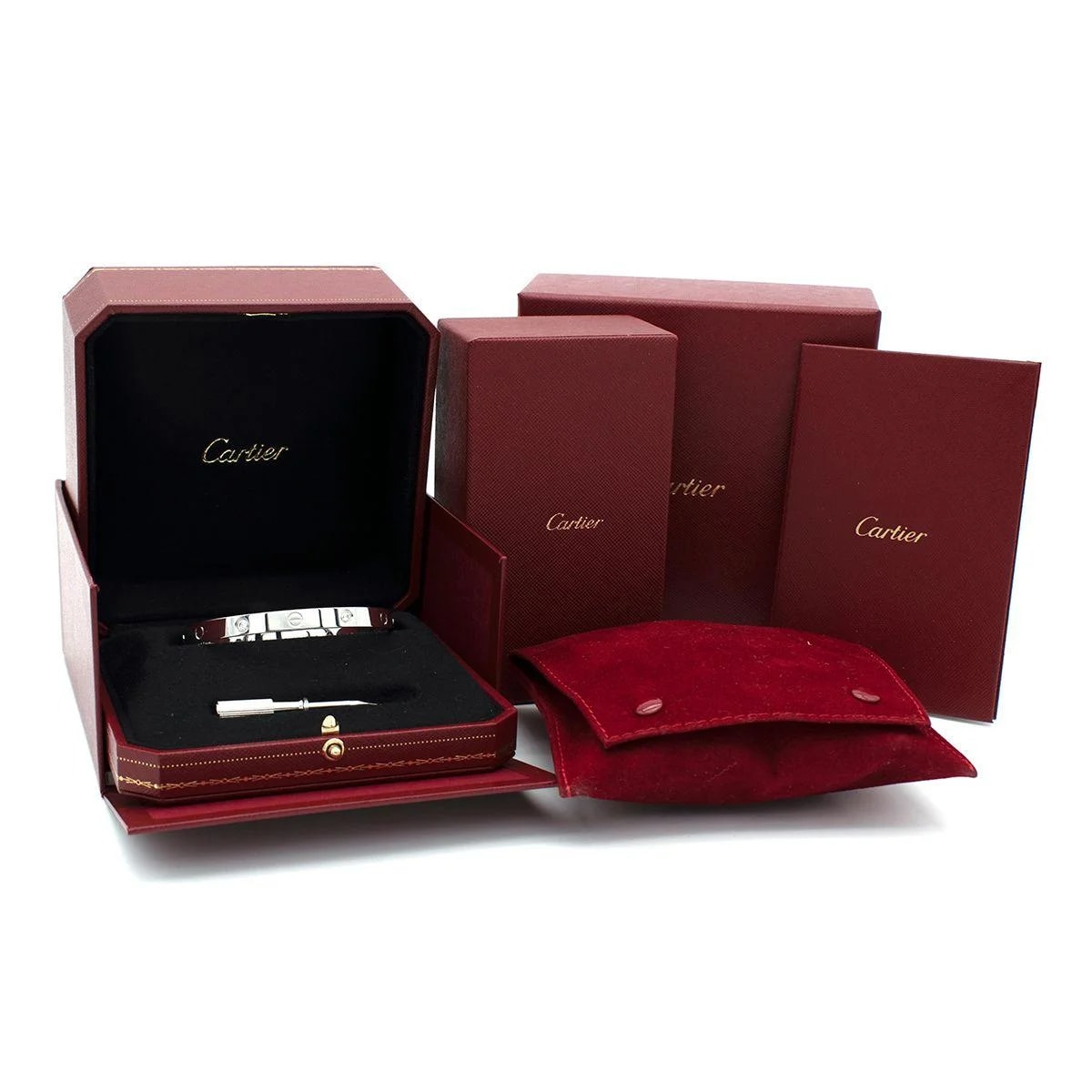 Cartier Medium White Gold and Love Bracelet With Box and Papers19 2