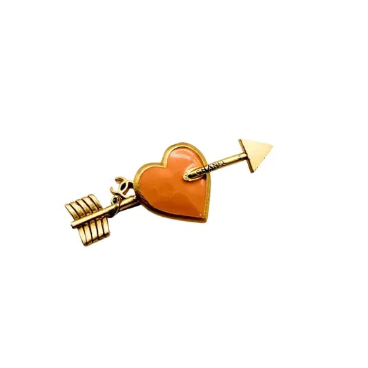 Chanel Enamel Heart and Arrow Brooch 3