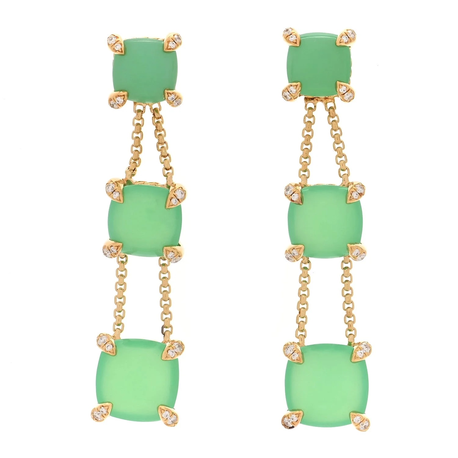 David Yurman — 18K Yellow Gold Chrysoprase Chatelaine Chain Drop — Jewelry — resale