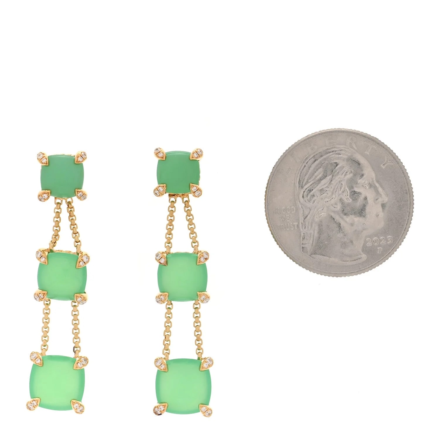 18K Yellow Gold Chrysoprase Chatelaine Chain Drop 2