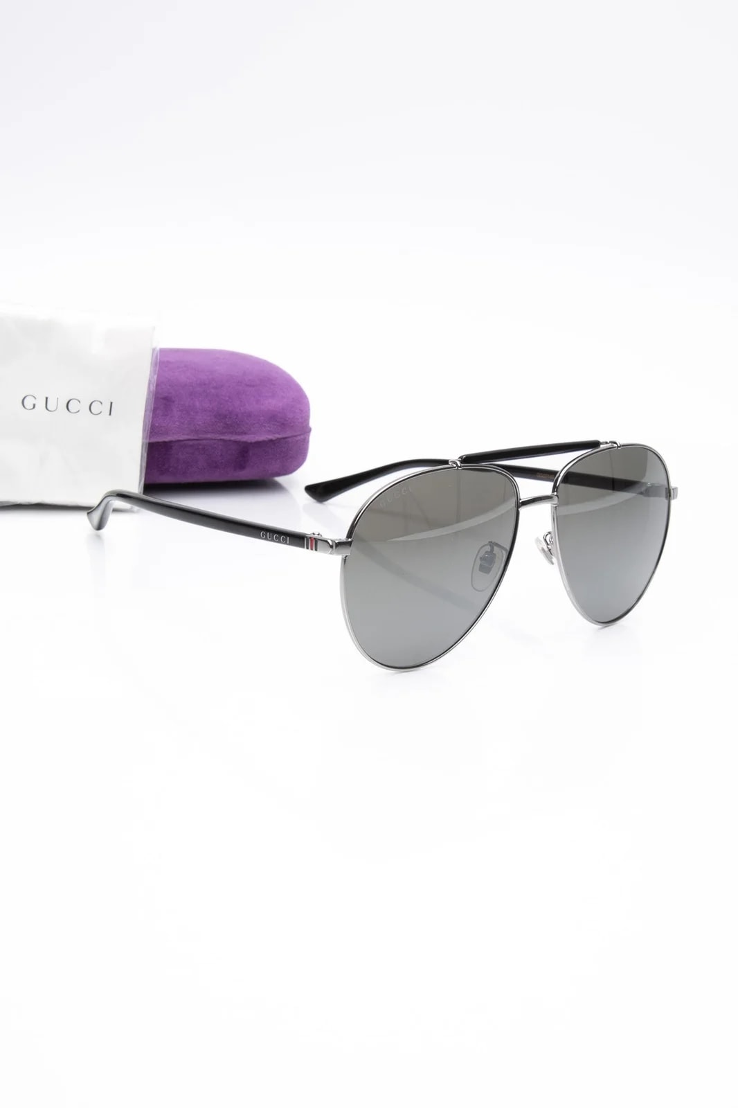 Gucci — Gucci Pilot Metal Shape With Acetate Top Bar Sunglasses — Accessory — resale