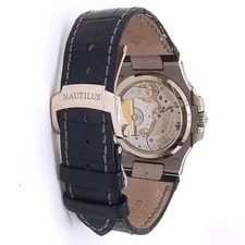 Patek Philippe Nautilus 18k White Gold Leather Auto Grey 5712G-001 4