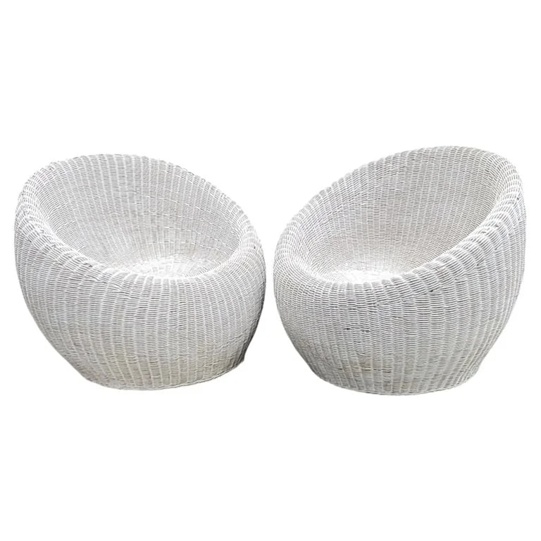 Isamu Kenmochi — Pair Rattan Round / Pod - Style of Isamu Kenmochi, Circa 1960's — Furniture — resale
