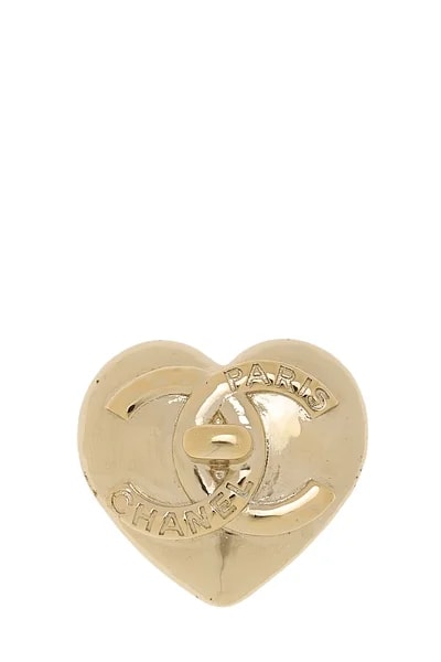 Chanel — 'CC' Turnlock Heart Brooch — Jewelry — resale