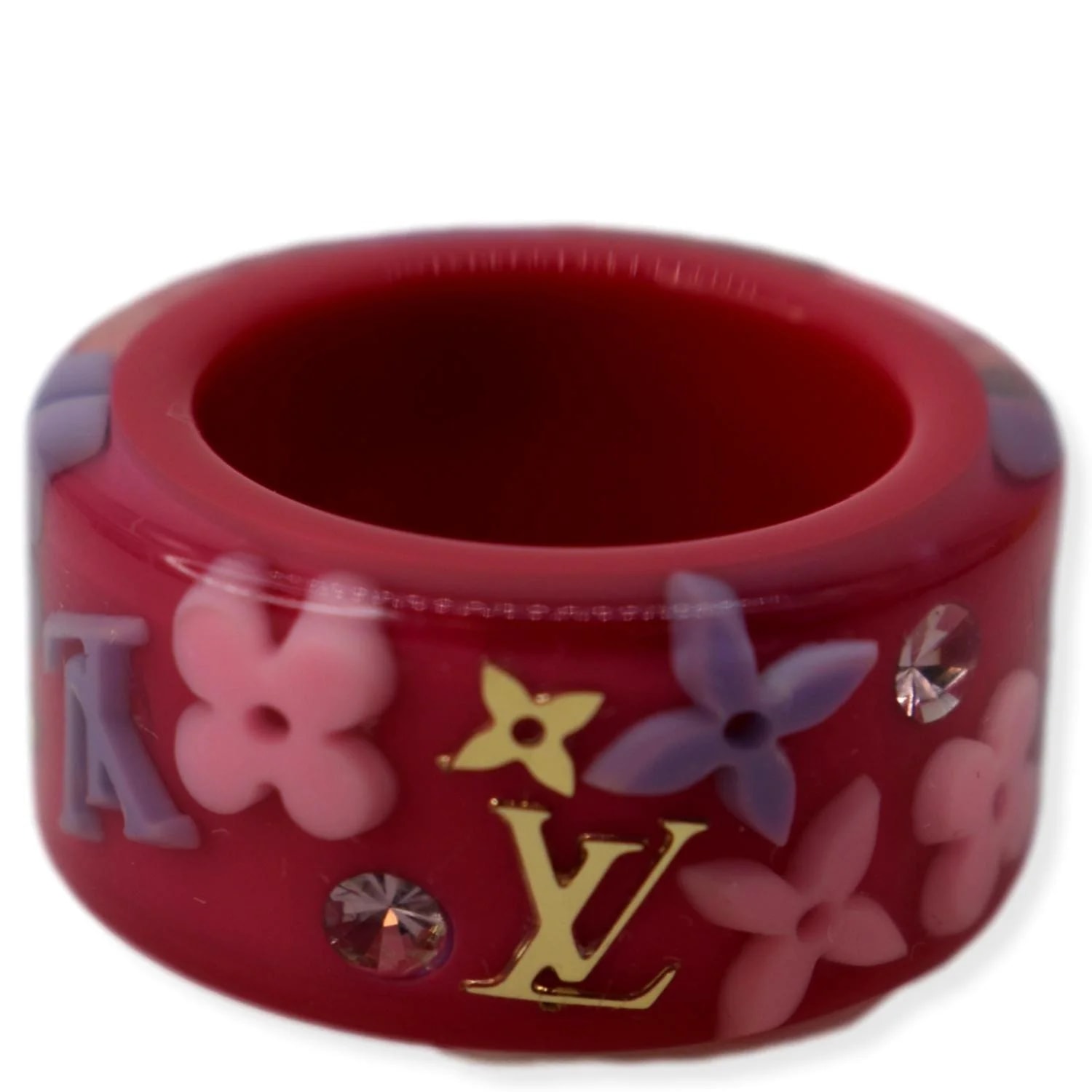 Louis Vuitton — Louis Vuitton Floral Inclusion Logo Resin Ring — Accessory — resale
