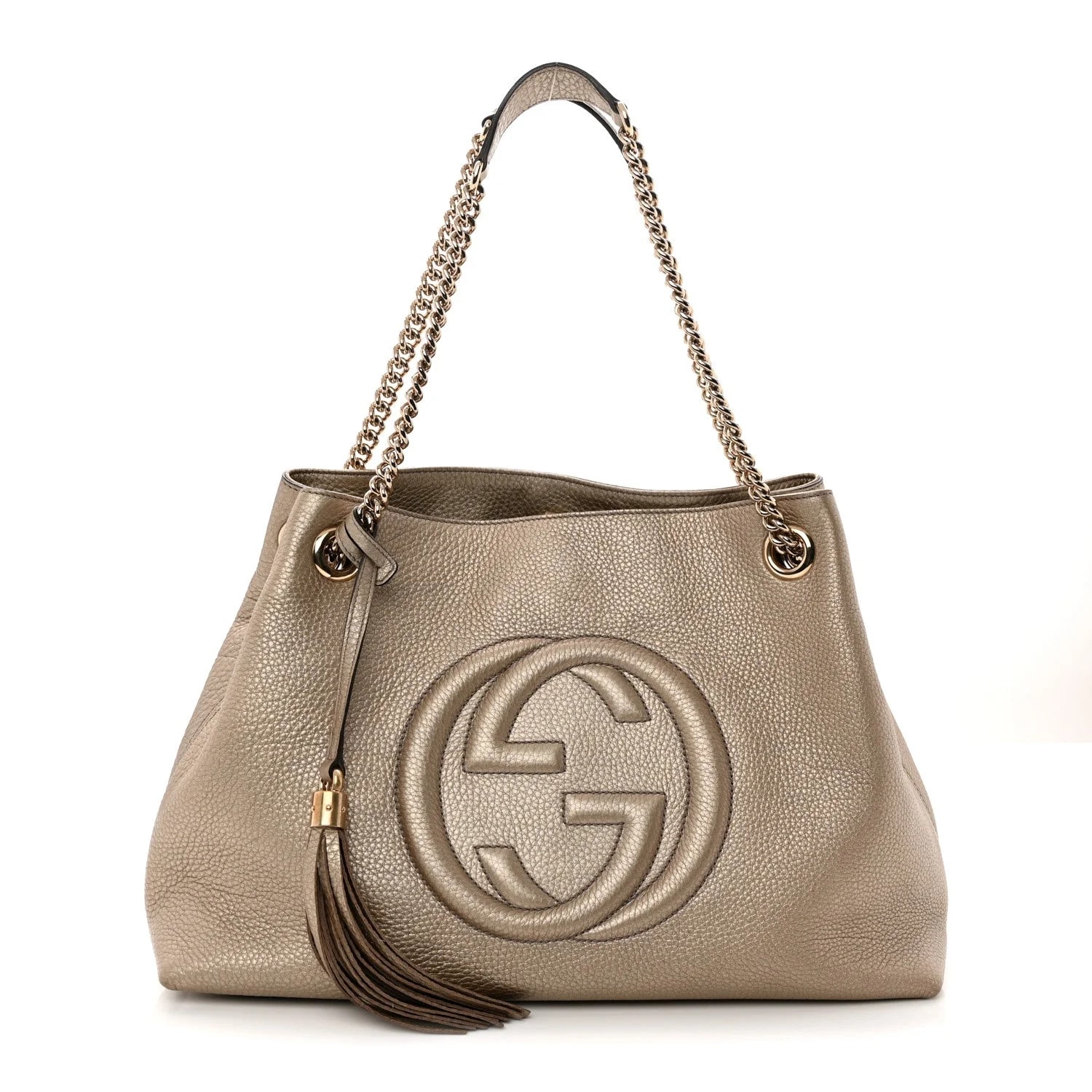 Gucci — Metallic Pebbled Medium Soho Chain Golden — Handbag — resale