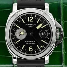Panerai — 2012 Panerai Luminor GMT PAM00088 Stainless Steel Black Dial on Rubber Strap B+P — Watch — resale