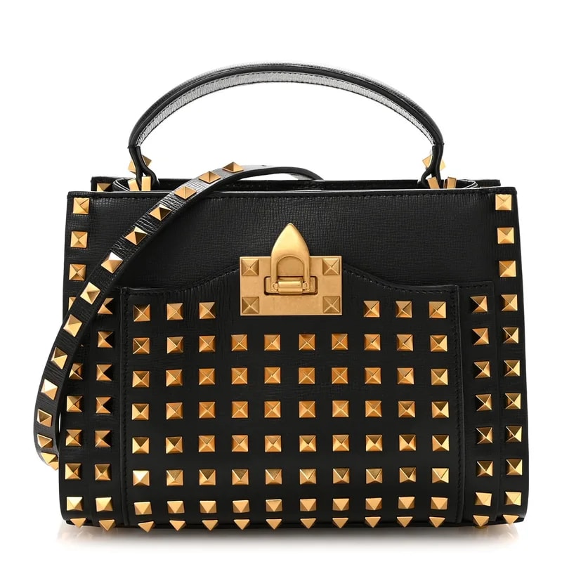 Valentino Garavani — Grainy Small Rockstud Allover Alcove Top Handle — Handbag — resale