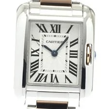 Cartier — Cartier Tank Anglaze SM W5310019 PG2 Tone Silver Dial Quartz Watch_898673 — Watch — resale