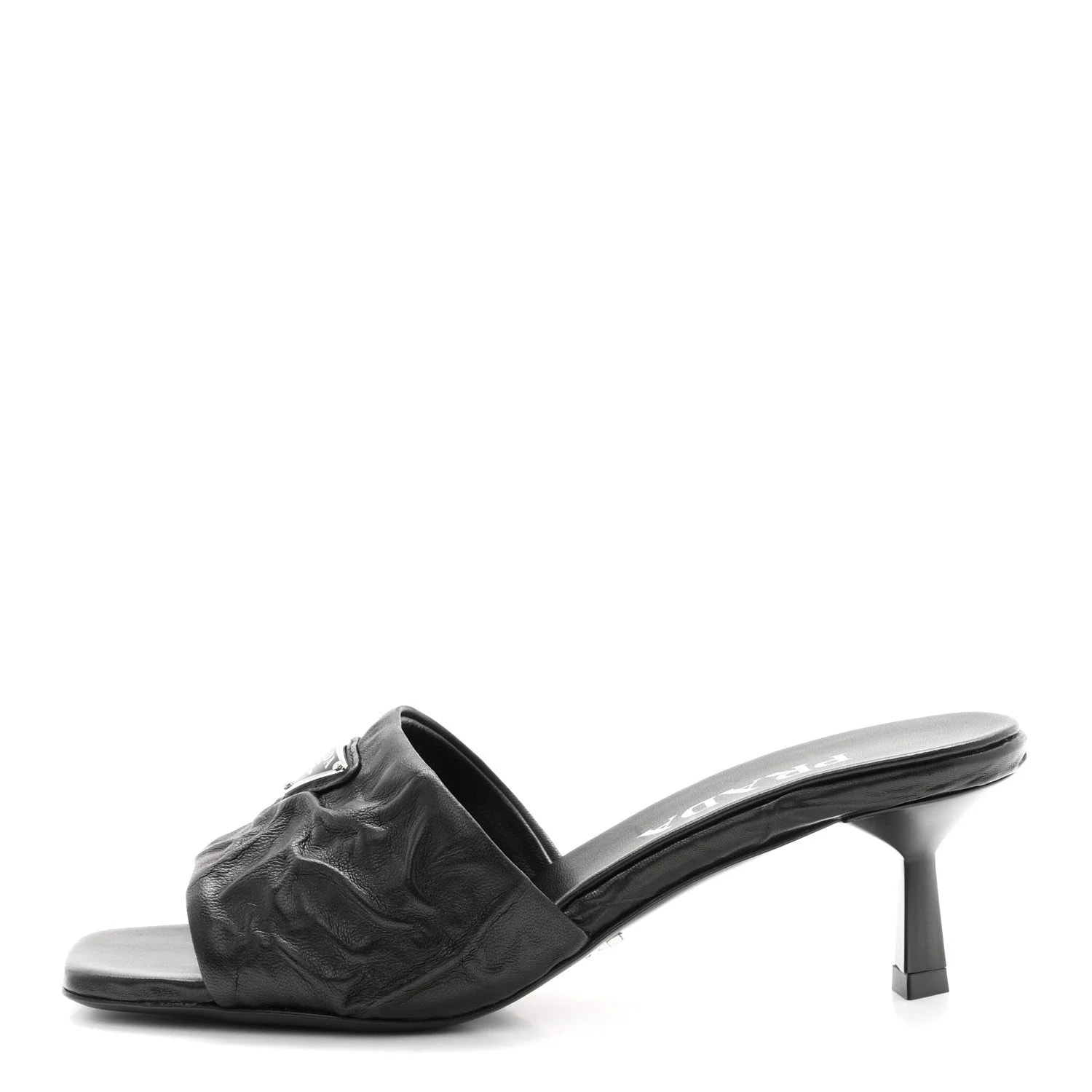 Prada — Antique Metal Triangle Logo 55mm Slide 36.5 — Designer Shoe — resale