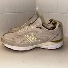 New Balance 990v4 Shoes Sz 12 Off White Gold M990AG4 3