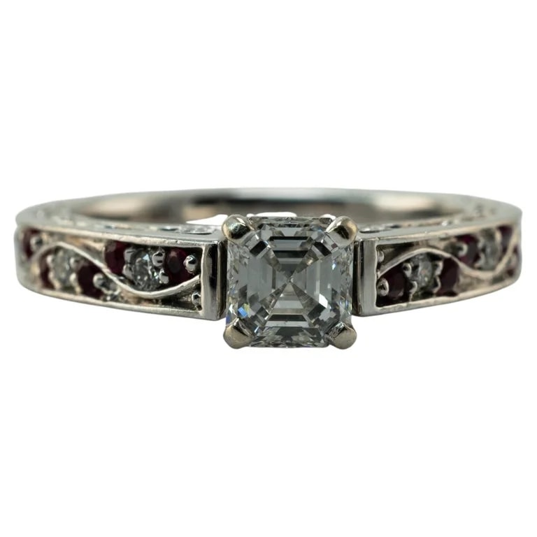Estate Diamond Jewelry — Asscher 14K White Gold Engagement Wedding — Jewelry — resale