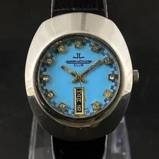 Vintage — Jaeger LeCoultre Automatic Blue Dial Silver Swiss — Watch — resale