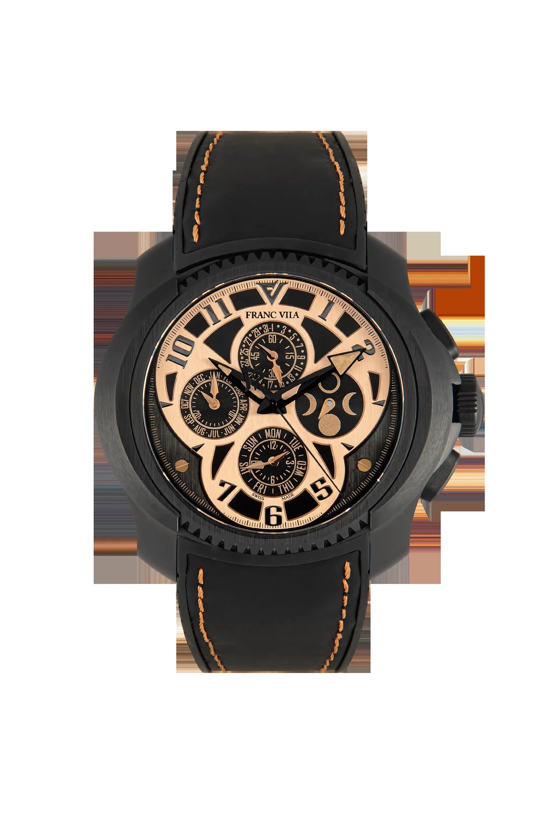 Worldofluxuryus — Franc Vila Intrepido Quantième Simple Black Gold ’s — Watch — resale