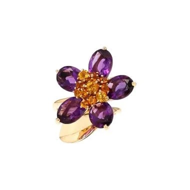 Vcarpe — Van Cleef & Arpels Fleurs d'Hawaï in Yellow Gold, Citrines and Amethysts — Jewelry — resale