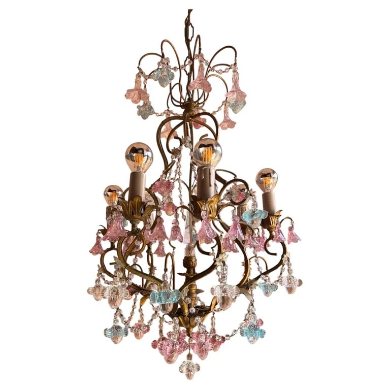 Murano — French Mid Century Murano Glass Crystal Floral 1950s — Lighting — resale