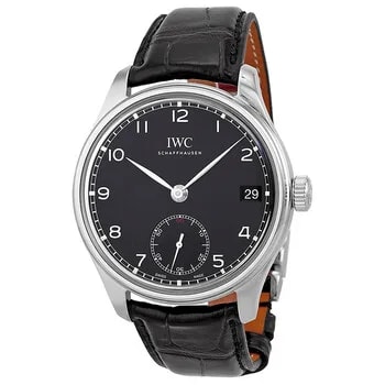 Portuguese Hand Wound Eight Days Black Leather IW510202 2