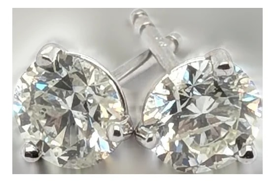 14k White Gold Stud ~1.23cts, Pair — Jewelry — resale
