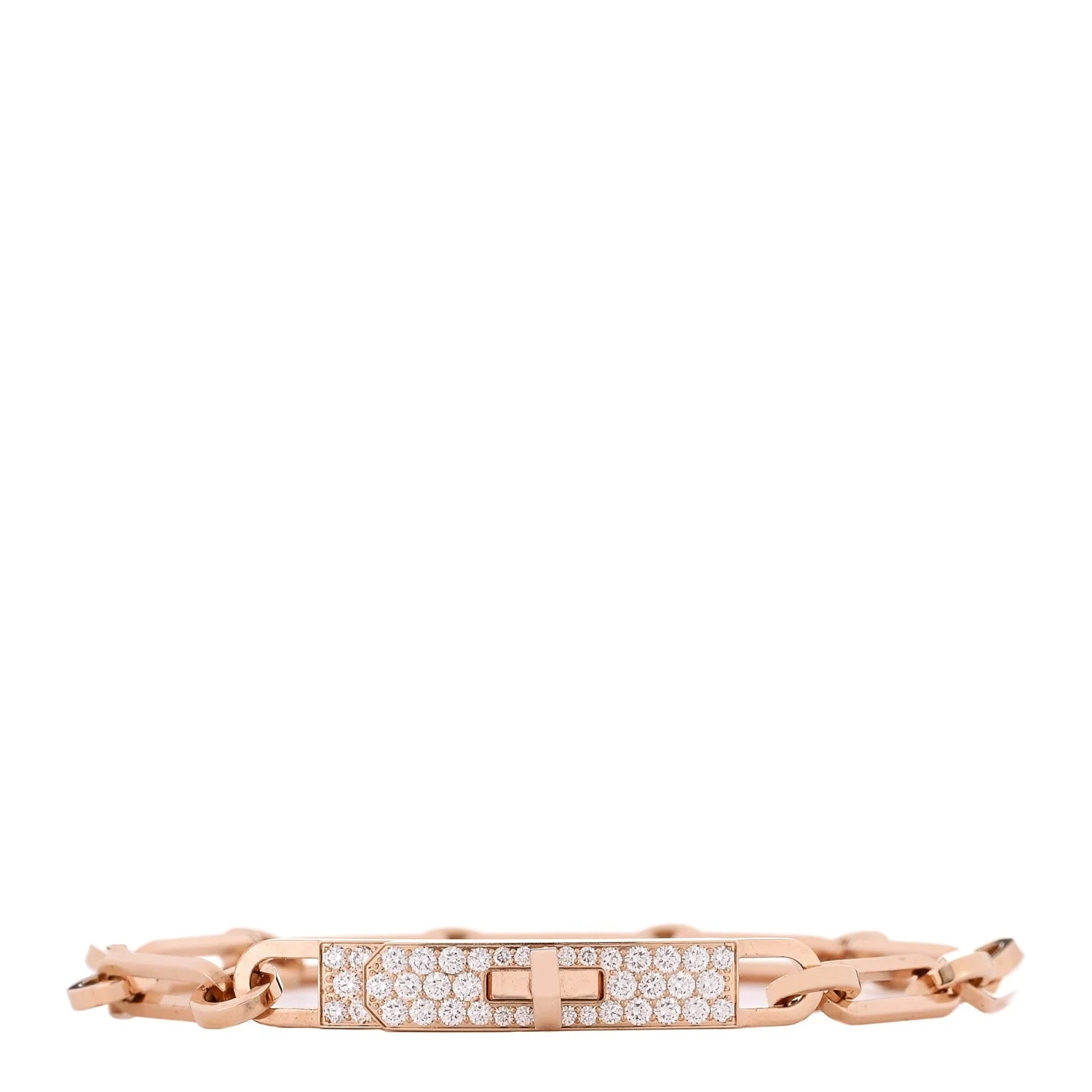 Hermès — 18K Rose Gold Pave Kelly Chaine ST — Jewelry — resale