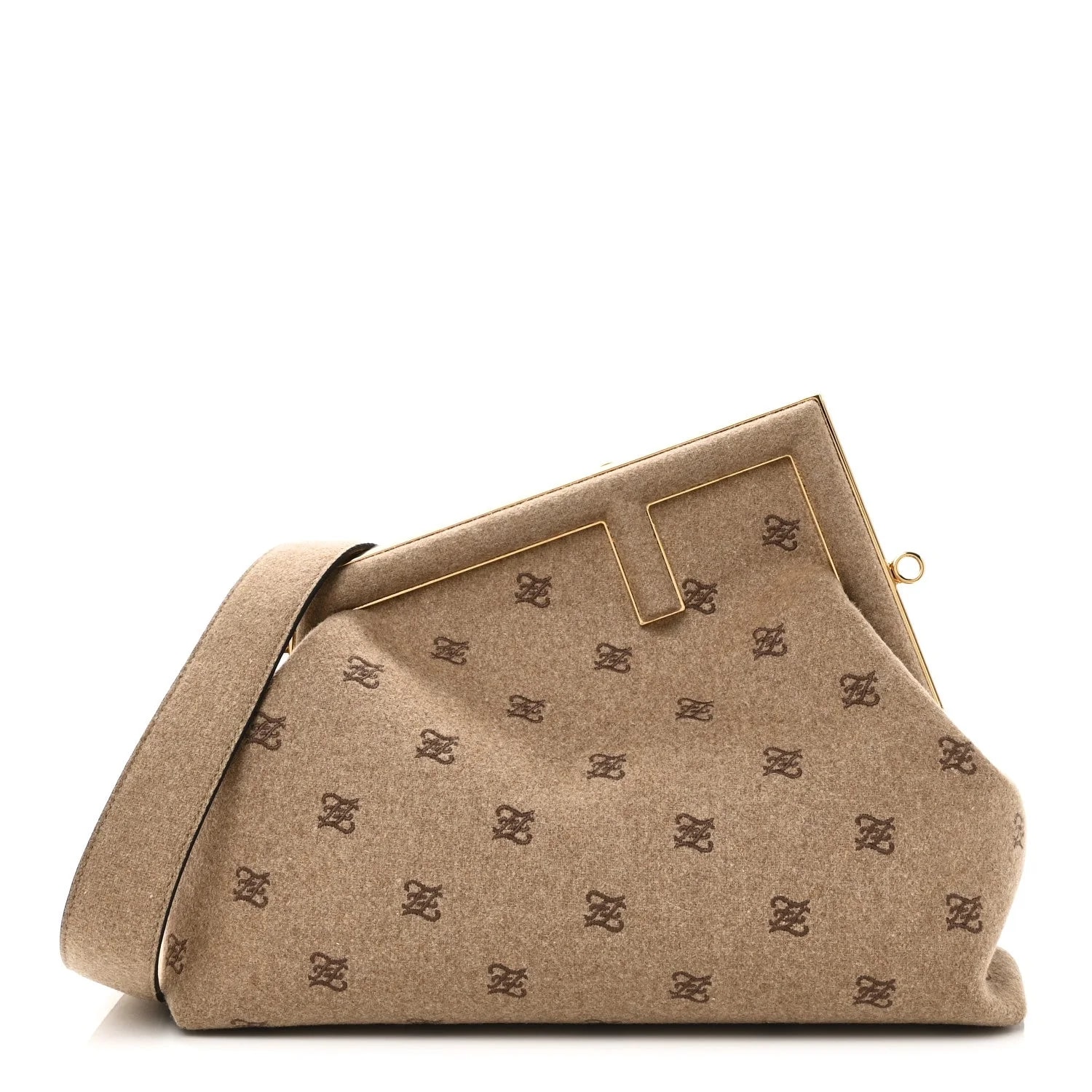 Fendi — Flannel Karligraphy Embroidered Medium Fendi First — Handbag — resale