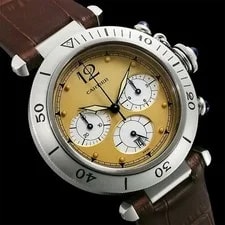 Cartier Chronograph Pasha W3100355 38mm Stainless Steel Beige #SU3451 2