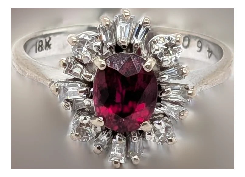 Gia Certified Oval Sri Lankan & Halo in 18k White Gold — Jewelry — resale