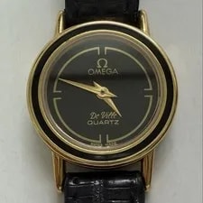 Omega de Ville cal.1387 Gold Black Dial Push-button Quartz 2
