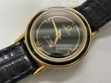 Omega de Ville cal.1387 Gold Black Dial Push-button Quartz 3