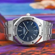 Audemars Piguet Royal Oak Jumbo Extra Thin Blue Complete - 15202ST.OO.1240ST.01 4