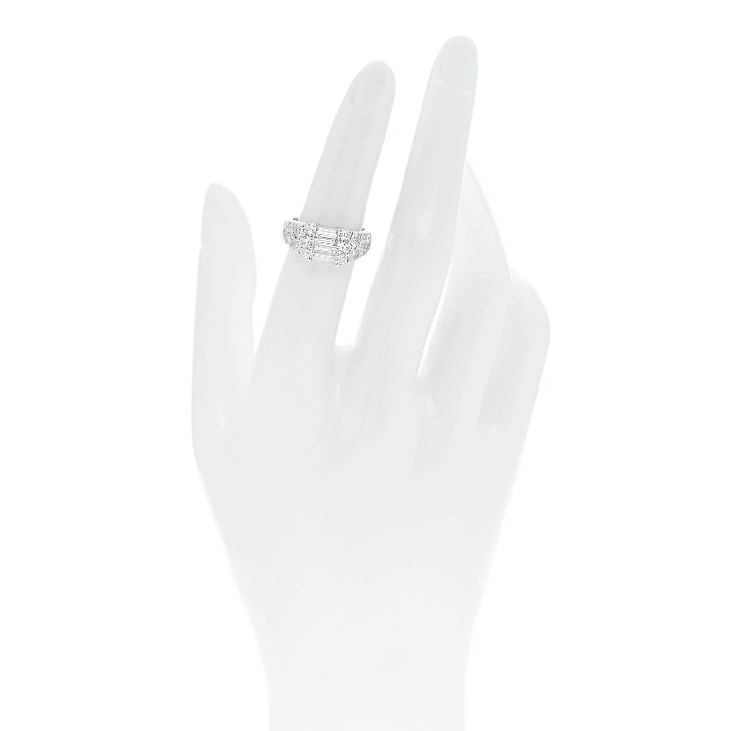 18K White Gold 1.92ctw Baguette Round Cut 50 5.25 2