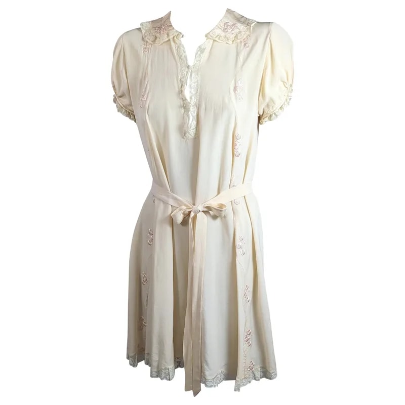 Silk Crepe Embroidered Mini Dress — Clothing — resale