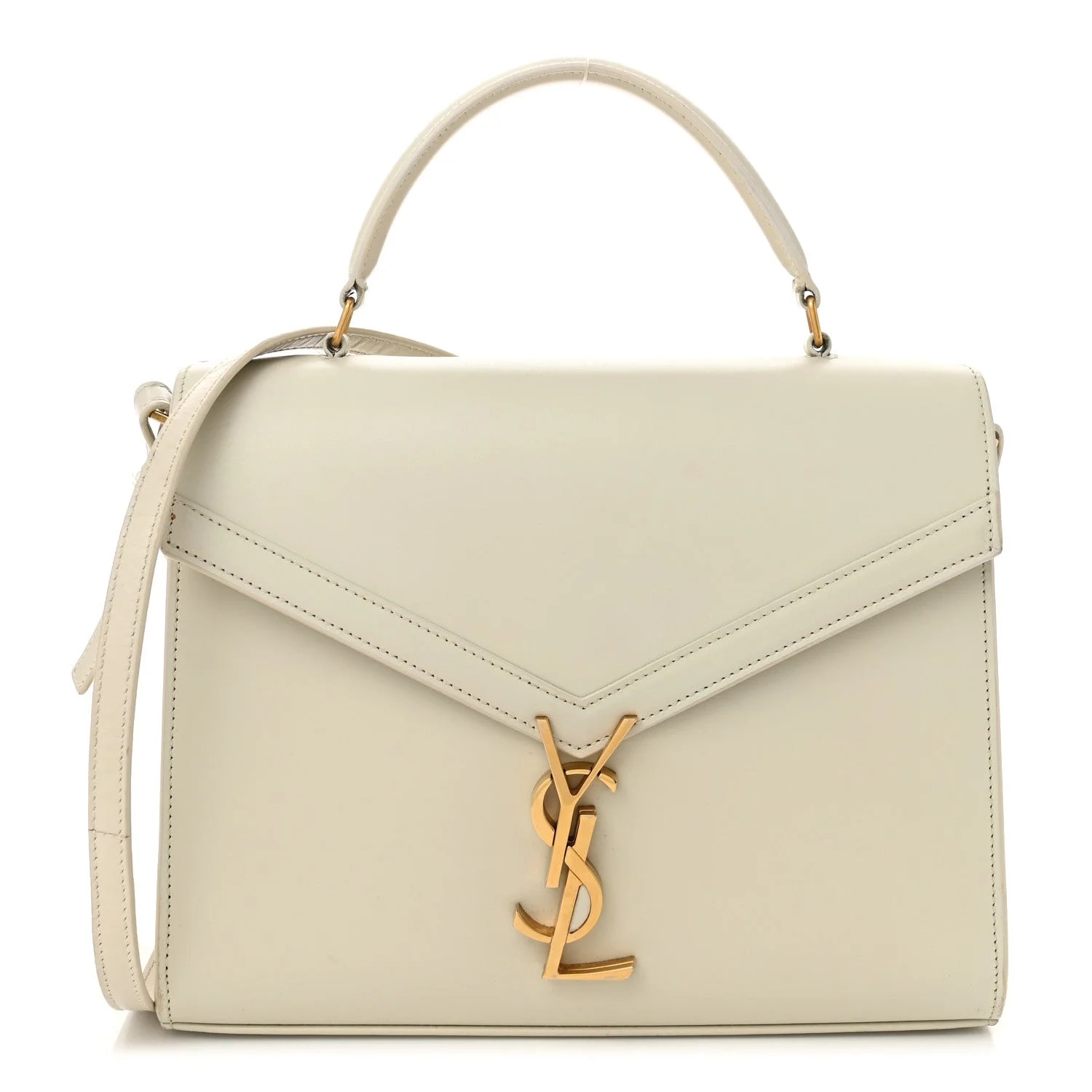 Saint Laurent — Smooth Medium Classic Monogram Cassandra Top Handle Crema Soft Legion — Handbag — resale