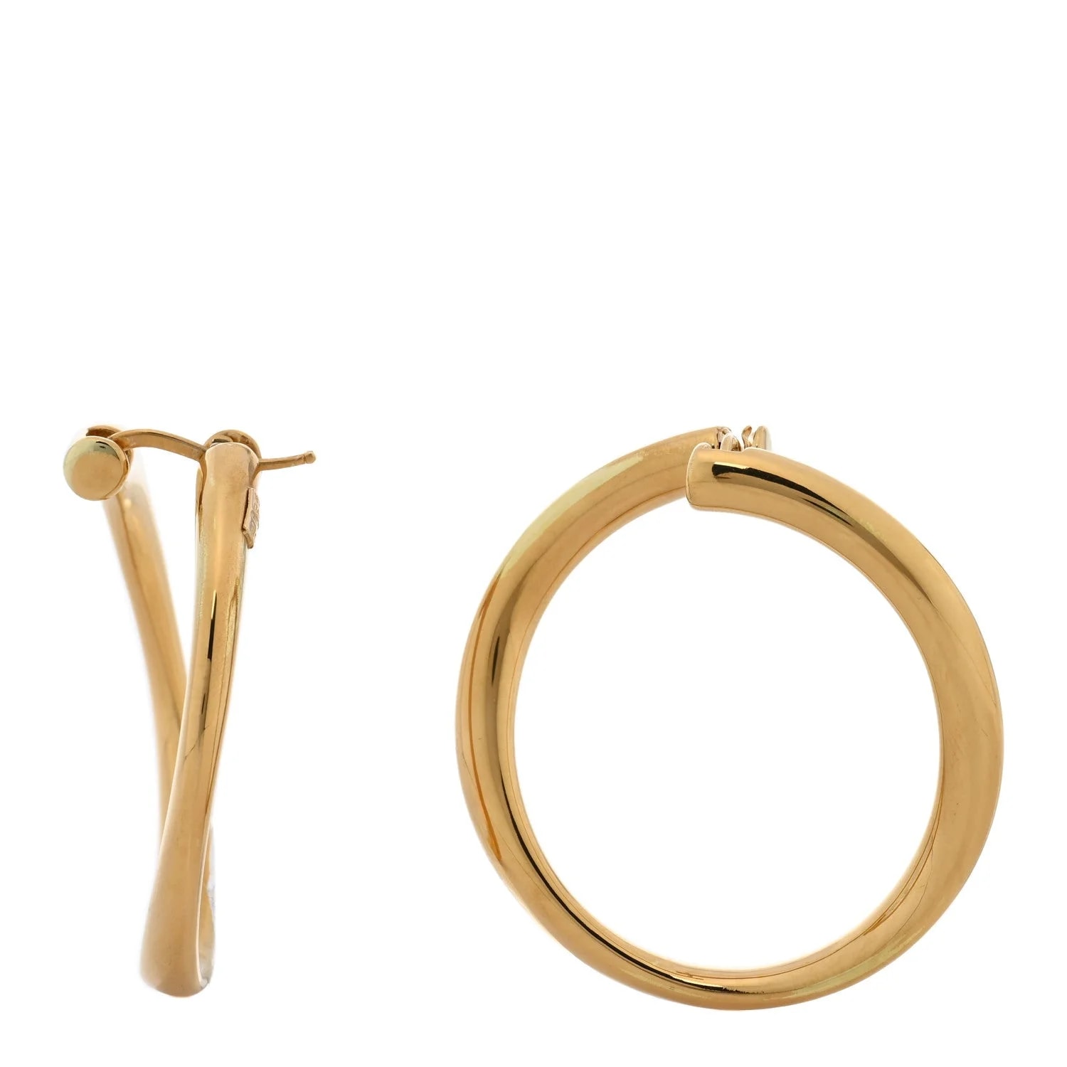 Roberto Coin — 18K Yellow Gold Contoured Round Hoop — Jewelry — resale